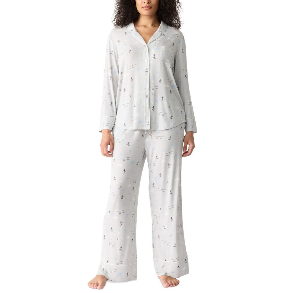 GAP GapBody Women's Jersey Long-Sleeve Pajama Set Grey Alpine Size L 1998